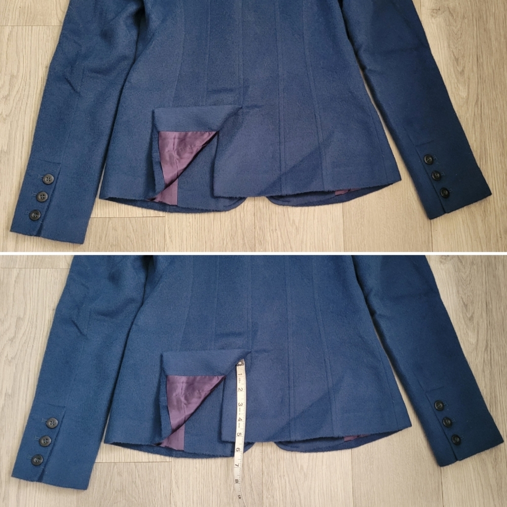 Peruvian Connection Baby Alpaca &  Wool Blend Navy Blue & Purple Blazer, Women 4 - Picture 15 of 16